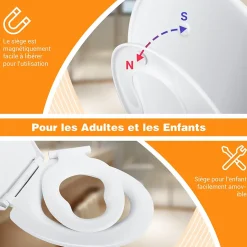 Abattant Wc|Todot Abattant WC Familial avec Siège Enfant Magnétique Retirable et Frein de Chute