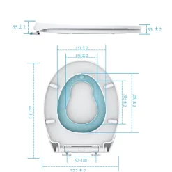Todot Abattant WC Familial forme Ovale avec Siège Enfant Bleu Magnétique Retirable et Frein de Chute