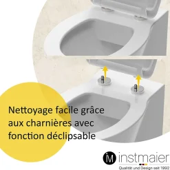 Instmaier Abattant WC forme en D en duroplast blanc avec frein de chute ALMA