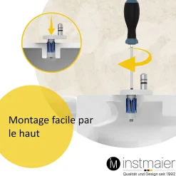 Instmaier Abattant WC forme en D en duroplast blanc avec frein de chute ALMA