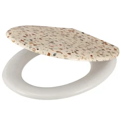 GoodHome Abattant WC Genoa coloris blanc et jaune clair en duraplast avec frein de chute