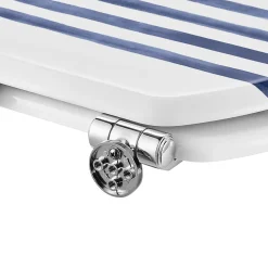 Abattant Wc|GoodHome Abattant WC Pilica coloris blanc et bleu en bois avec frein de chute