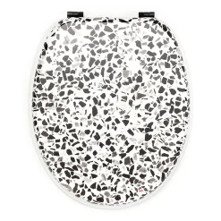 Gelco Design Abattant wc granito mdf blanc/noir charnières métal noir