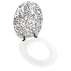 Gelco Design Abattant wc granito mdf blanc/noir charnières métal noir