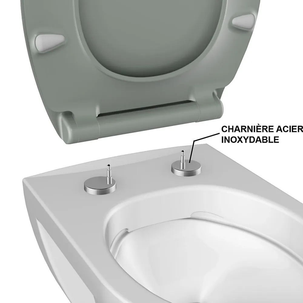 Abattant Wc|Bemis Abattant WC gris clair brillant Slim