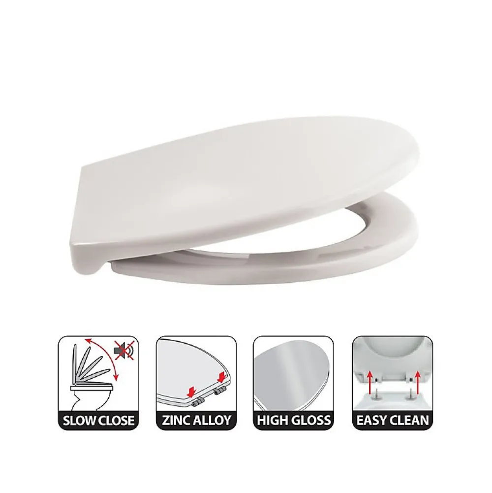 Abattant Wc|Spirella Abattant wc HARRY Gris Clair Charnière Zinc