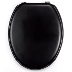 Abattant Wc|MSV Abattant wc MDF CLEO Noir mat Charnières Inox