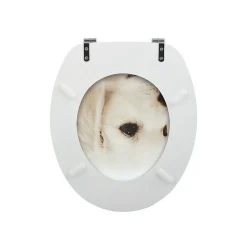 MSV Abattant wc MDF Dog SCOTT Beige Charnières Inox