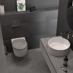 Abattant Wc|Gelco Design Abattant wc mdf effet beton soft close