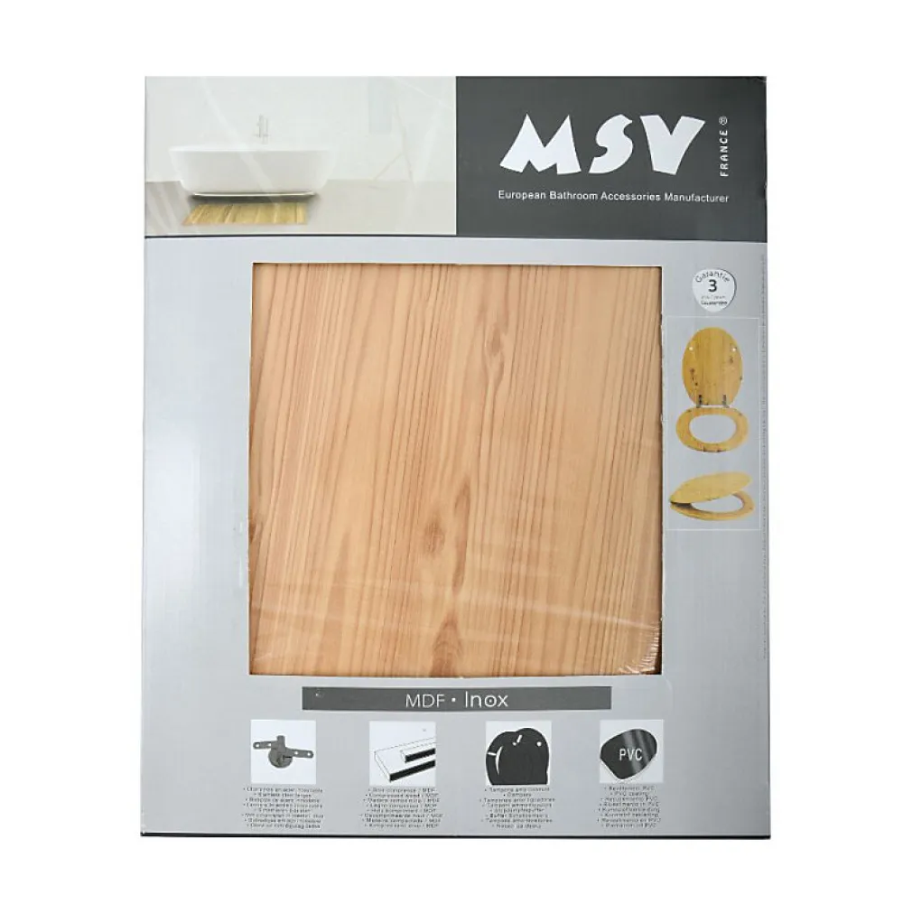 MSV Abattant wc MDF en Décor Pin Marron Charnières Inox