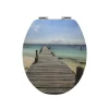 Spirella Abattant wc MDF MALDIVES Décor Plage Charnières Zinc