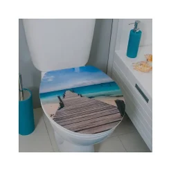 Spirella Abattant wc MDF MALDIVES Décor Plage Charnières Zinc