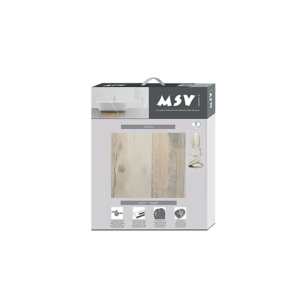 MSV Abattant wc MDF Ombo Beige Charnières Inox