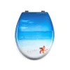 Abattant Wc|MSV Abattant wc MDF PARADISE Bleu Charnières Inox