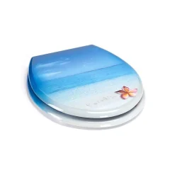 Abattant Wc|MSV Abattant wc MDF PARADISE Bleu Charnières Inox