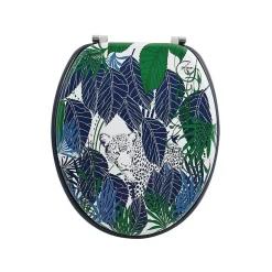 MSV Abattant wc MDF RAIN FOREST Bleu Vert Charnières Inox
