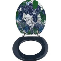 MSV Abattant wc MDF RAIN FOREST Bleu Vert Charnières Inox