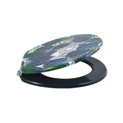 MSV Abattant wc MDF RAIN FOREST Bleu Vert Charnières Inox