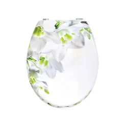 MSV Abattant wc MDF Sofaïa à Motifs Fleurs Charnières Inox