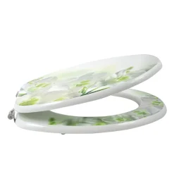 MSV Abattant wc MDF Sofaïa à Motifs Fleurs Charnières Inox