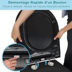 Abattant Wc|Todot Abattant WC Noir Déclipsable Forme D avec Frein de Chute