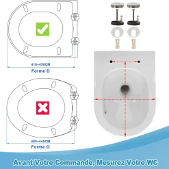 Abattant Wc|Todot Abattant WC Noir Déclipsable Forme D avec Frein de Chute