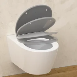 Instmaier Abattant WC ovale en duroplast gris avec frein de chute ALMA