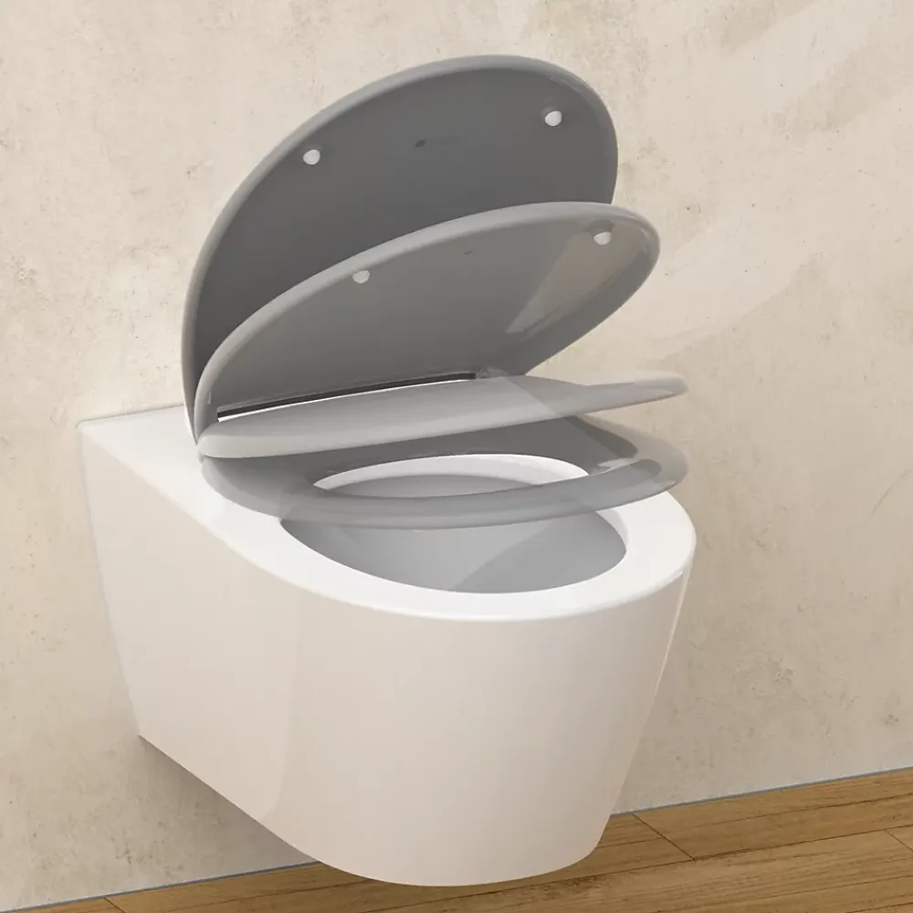 Instmaier Abattant WC ovale en duroplast gris avec frein de chute ALMA