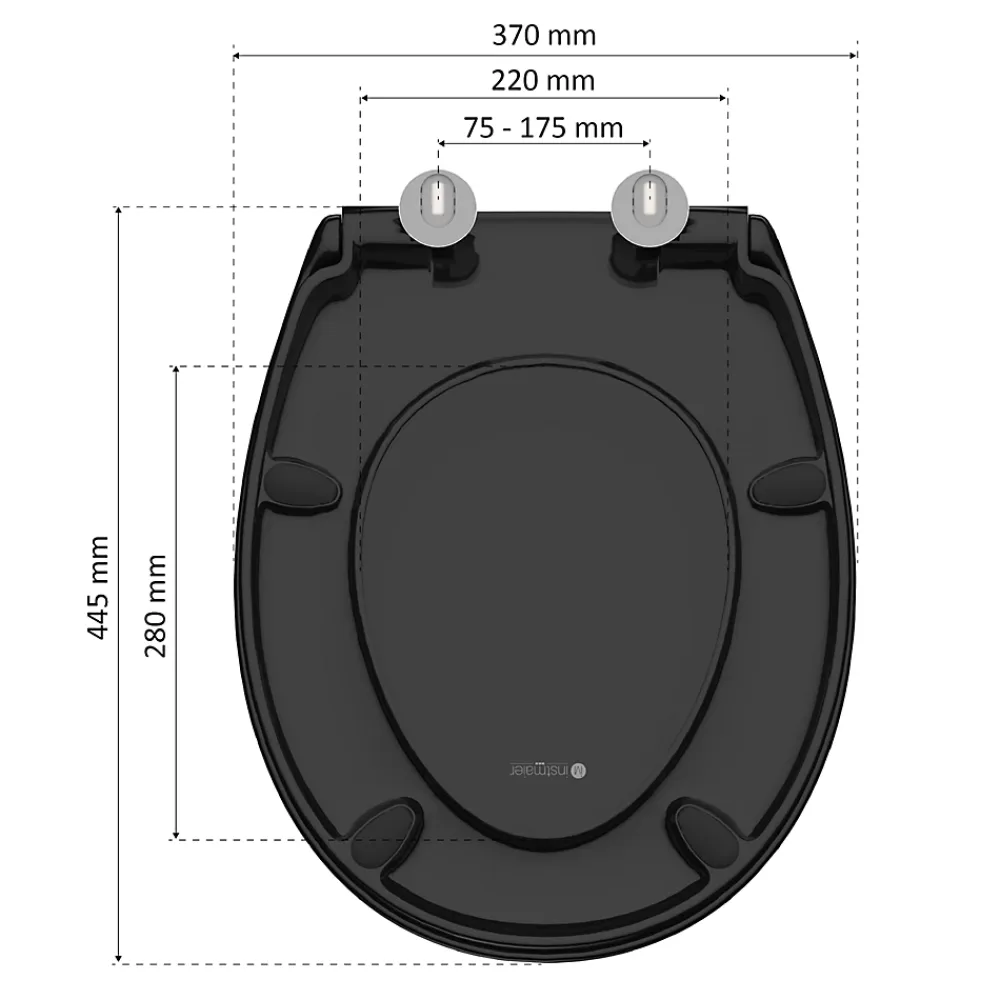 Instmaier Abattant WC ovale en duroplast noir avec frein de chute ALMA