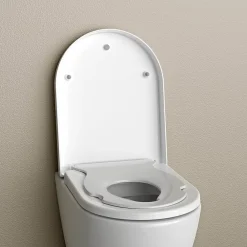Bernstein Abattant WC plastique avec double Lunette WC pour famille et enfant, charnières acier inox - Blanc - 46,4x35,9x5,1cm - U1006