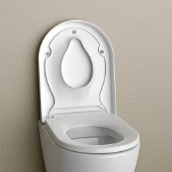 Bernstein Abattant WC plastique avec double Lunette WC pour famille et enfant, charnières acier inox - Blanc - 46,4x35,9x5,1cm - U1006