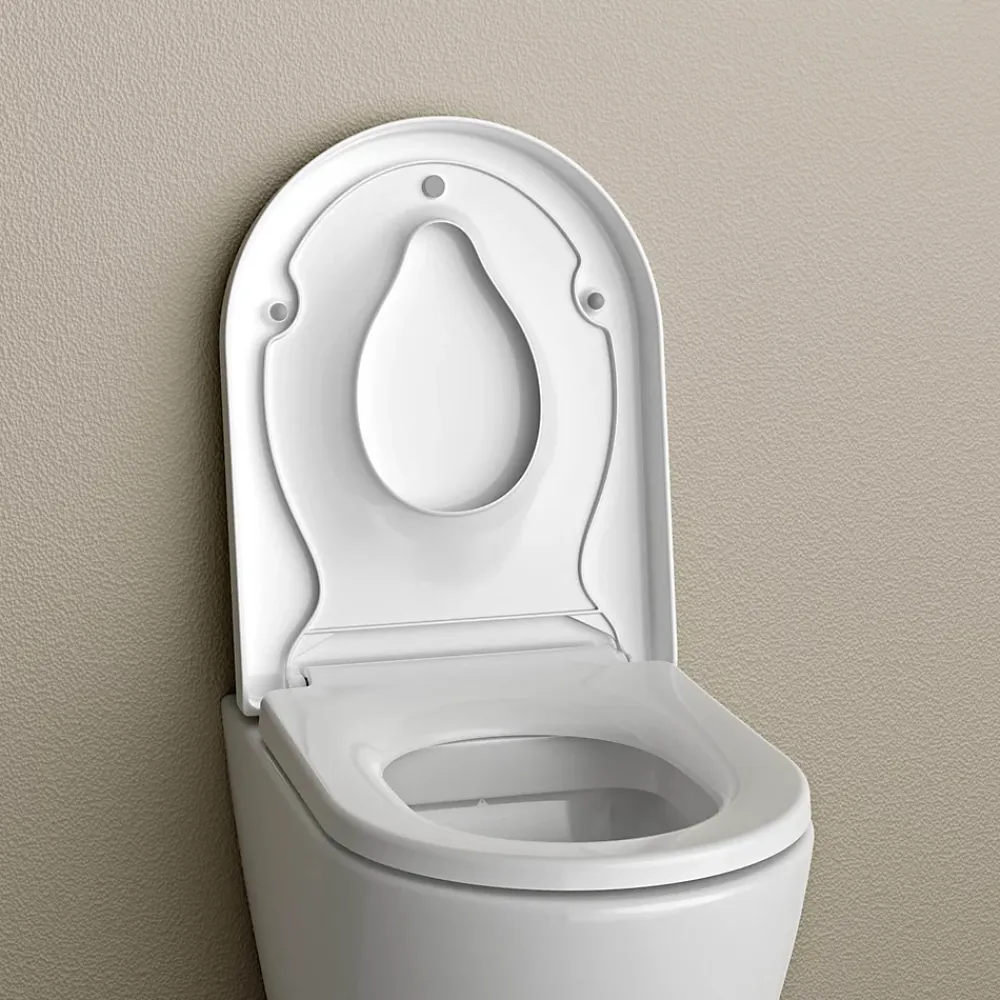 Bernstein Abattant WC plastique avec double Lunette WC pour famille et enfant, charnières acier inox - Blanc - 46,4x35,9x5,1cm - U1006