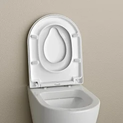 Bernstein Abattant WC plastique avec double Lunette WC pour famille et enfant, charnières acier inox - Blanc - 46,4x35,9x5,1cm - U1006