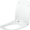 Duravit Abattant WC plastique Carré Blanc extra-plat, Lunette toilettes à frein de chute / fermeture amortie, 36x42,3x4,8cm, Univavo