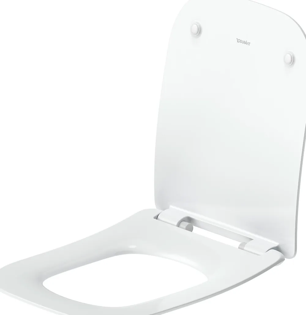 Duravit Abattant WC plastique Carré Blanc extra-plat, Lunette toilettes à frein de chute / fermeture amortie, 36x42,3x4,8cm, Univavo