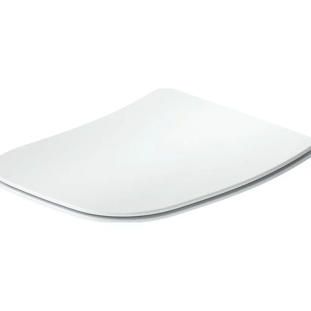 Duravit Abattant WC plastique Carré Blanc extra-plat, Lunette toilettes à frein de chute / fermeture amortie, 36x42,3x4,8cm, Univavo