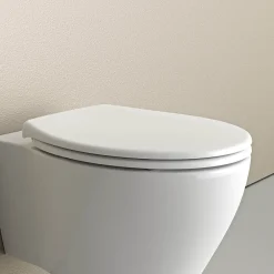 Bernstein Abattant WC plastique Lunette WC moderne, Cuvette toilette fermeture douceur pour enfant + adulte, Blanc, 44,6x37,1x5,2cm, U2004