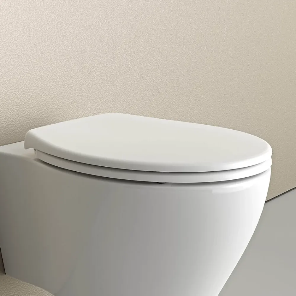 Bernstein Abattant WC plastique Lunette WC moderne, Cuvette toilette fermeture douceur pour enfant + adulte, Blanc, 44,6x37,1x5,2cm, U2004