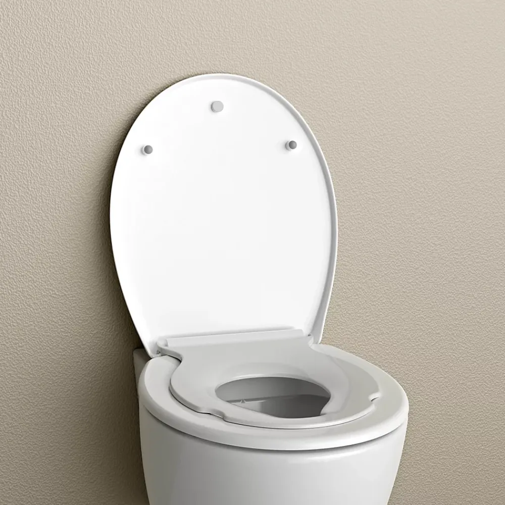 Bernstein Abattant WC plastique Lunette WC moderne, Cuvette toilette fermeture douceur pour enfant + adulte, Blanc, 44,6x37,1x5,2cm, U2004
