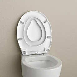 Bernstein Abattant WC plastique Lunette WC moderne, Cuvette toilette fermeture douceur pour enfant + adulte, Blanc, 44,6x37,1x5,2cm, U2004