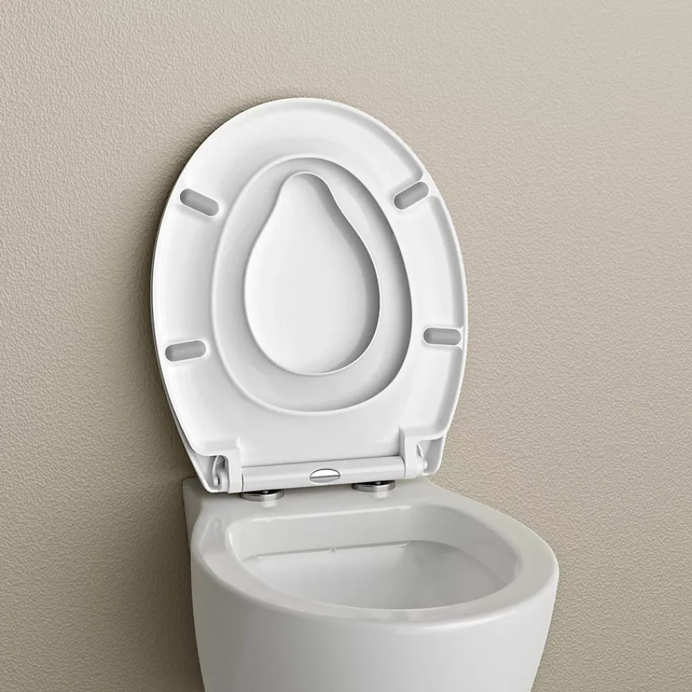 Bernstein Abattant WC plastique Lunette WC moderne, Cuvette toilette fermeture douceur pour enfant + adulte, Blanc, 44,6x37,1x5,2cm, U2004
