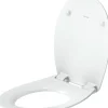 Duravit Abattant WC plastique Ovale Blanc, Lunette toilettes universel à frein de chute / fermeture amortie - 37,3x43,3x5cm - Univavo