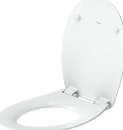 Duravit Abattant WC plastique Ovale Blanc, Lunette toilettes universel à frein de chute / fermeture amortie - 37,3x43,3x5cm - Univavo