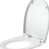 Abattant Wc|Duravit Abattant WC plastique Ovale Blanc, Lunette toilettes universel à frein de chute / fermeture amortie - 37x43,3x4,8cm - Univavo