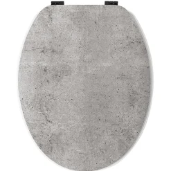 Abattant Wc|Gelco Design Abattant wc real mdf gris charnières métal noir