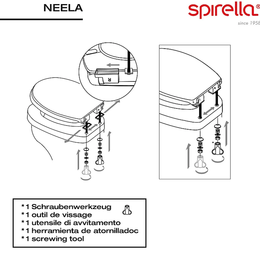 Spirella Abattant wc Thermo dur avec frein de chute NEELA Pêche Charnières ABS Chromé