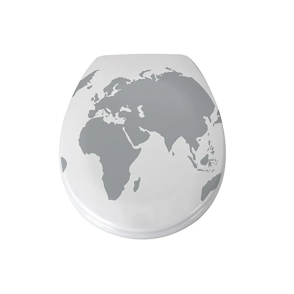 MSV Abattant wc Thermo Dur WORLD Gris Blanc Charnières PS