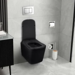 Abattant Wc|Balneo Abbatant WC frein de chute duroplast noir, kit de montage - Luga
