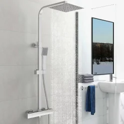 AICA Sanitaire AICA colonne de douche thermostatique avec pomme de douche 10", hauteur réglable 76-118 cm