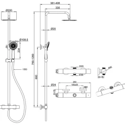 Colonne De Douche Thermostatique|AICA Sanitaire AICA Colonne de douche thermostatique noire mate, avec douche de tête ronde et douchette à main réglable en plusieurs modes